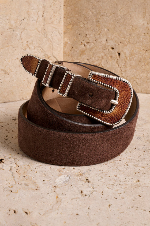 Texas Belt - - Suede/Leather - Tobacco