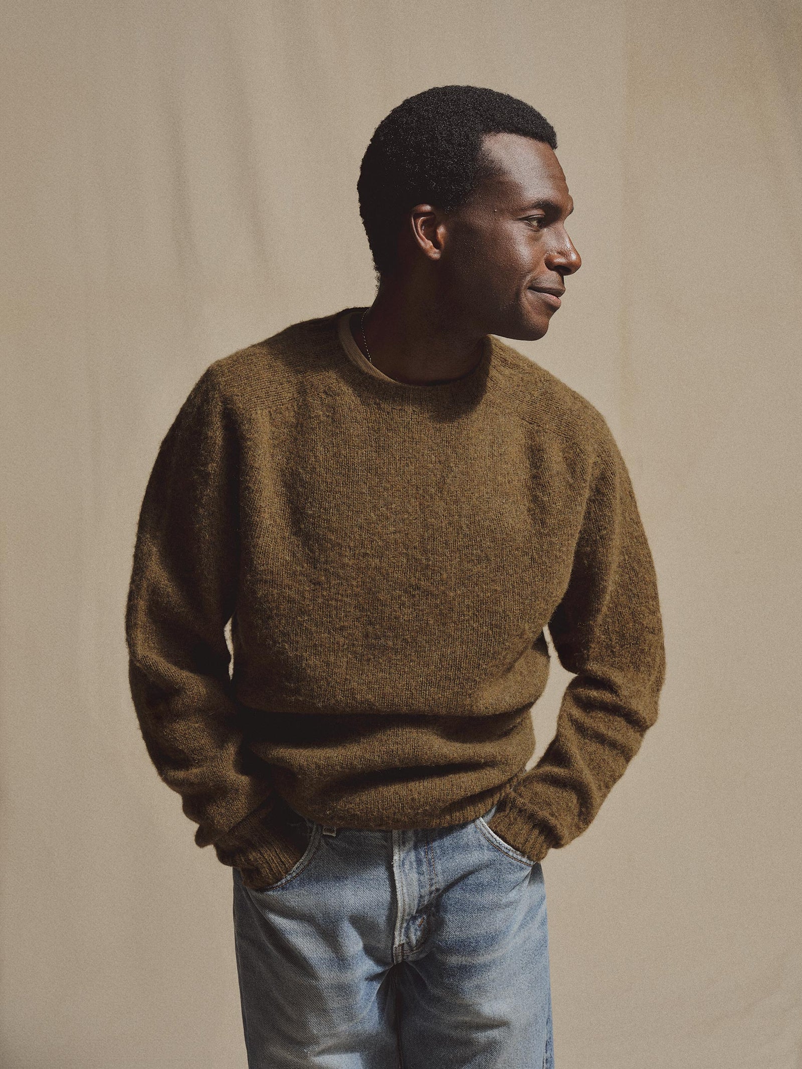 J.Press × Buck Mason Dark Olive Shaggy Dog Sweater
