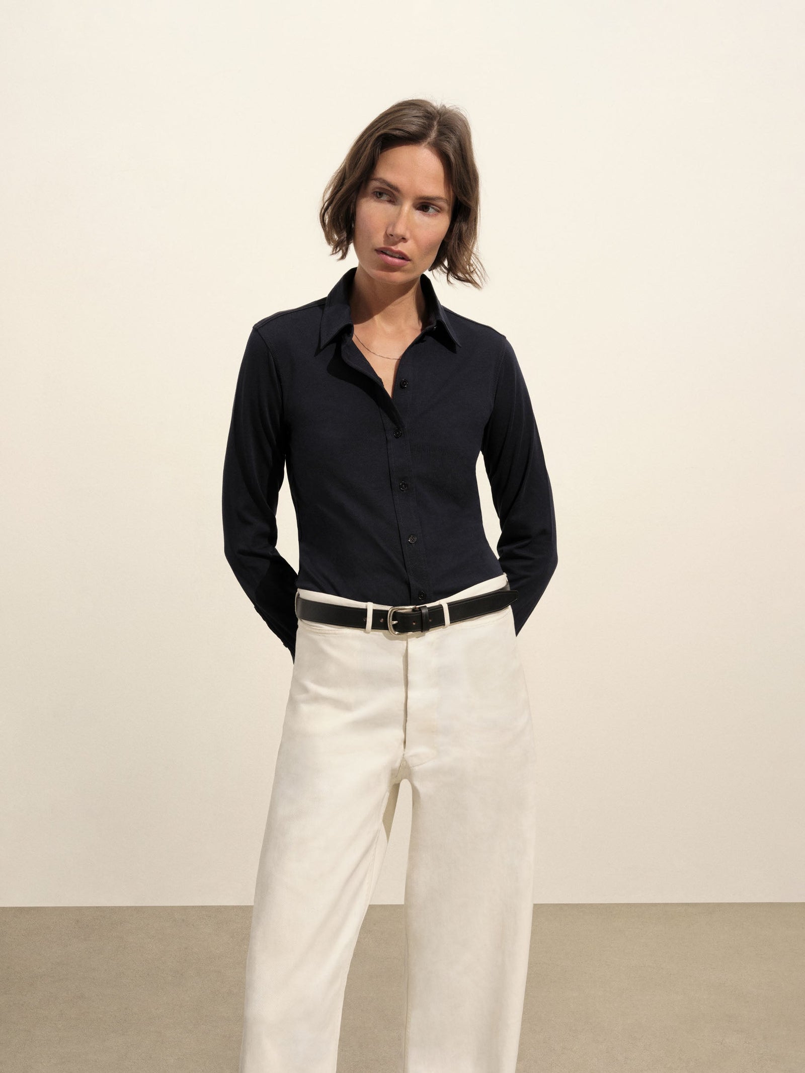 Dark Navy Fluid Jersey Bungalow Shirt
