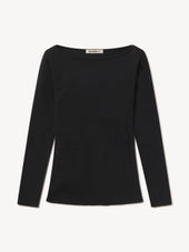 Black Surplus Rib Bateau Neck L/S