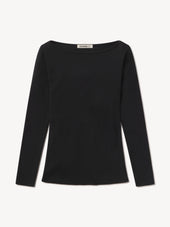 Black Surplus Rib Bateau Neck L/S