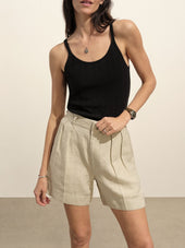 Riviera Linen Pleated Short