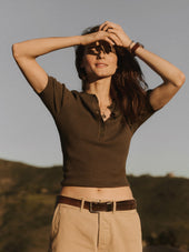 Coastal Linen Rib S S Henley