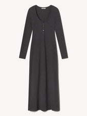 Dark Heather Grey Surplus Rib Scoop Henley Dress