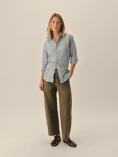 Blue / Ochre Fleetwood Stripe Mainstay Cotton Shirt