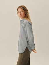 Blue / Ochre Fleetwood Stripe Mainstay Cotton Shirt