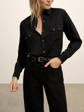 Black Duskdream Satin Western Shirt