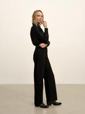 Black Duskdream Satin Western Shirt