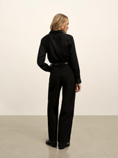 Black Duskdream Satin Western Shirt