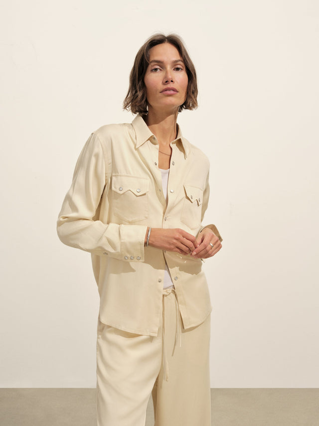 Oyster Duskdream Satin Western Shirt