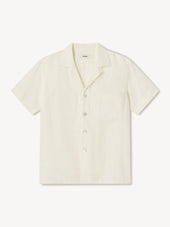 Sea Shell Crosshatch Linen Camp Shirt