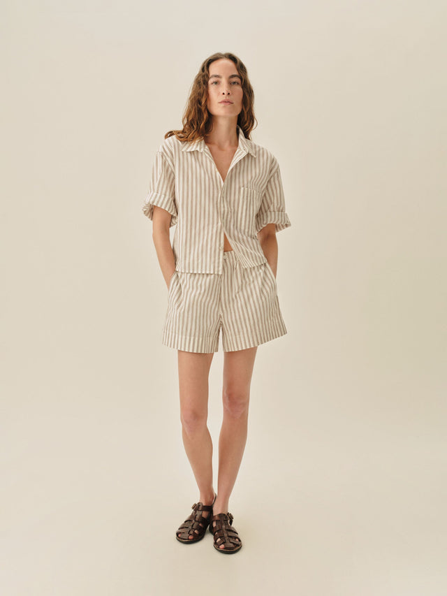 Natural / Brown Reef Stripe Mainstay Cotton Boxer Short