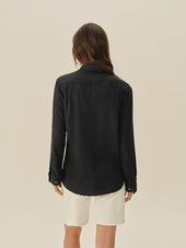 Dark Navy Draped Twill Cpo Shirt