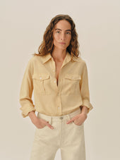 Dusty Maize Draped Twill Cpo Shirt