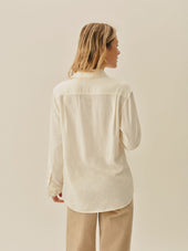 Ivory Draped Twill Cpo Shirt
