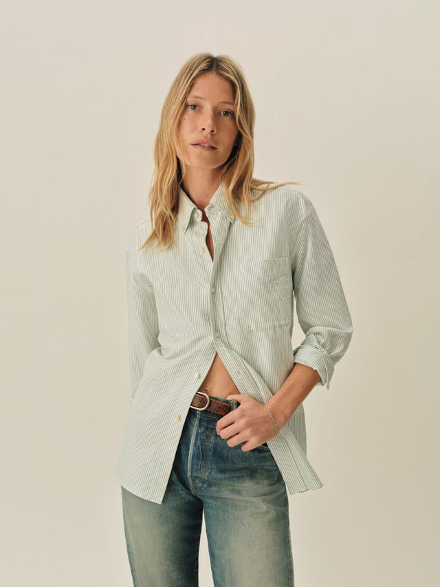 Aloe Field Stripe Big Oxford BD Shirt