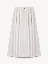 White Paperweight Poplin Pleated Skirt