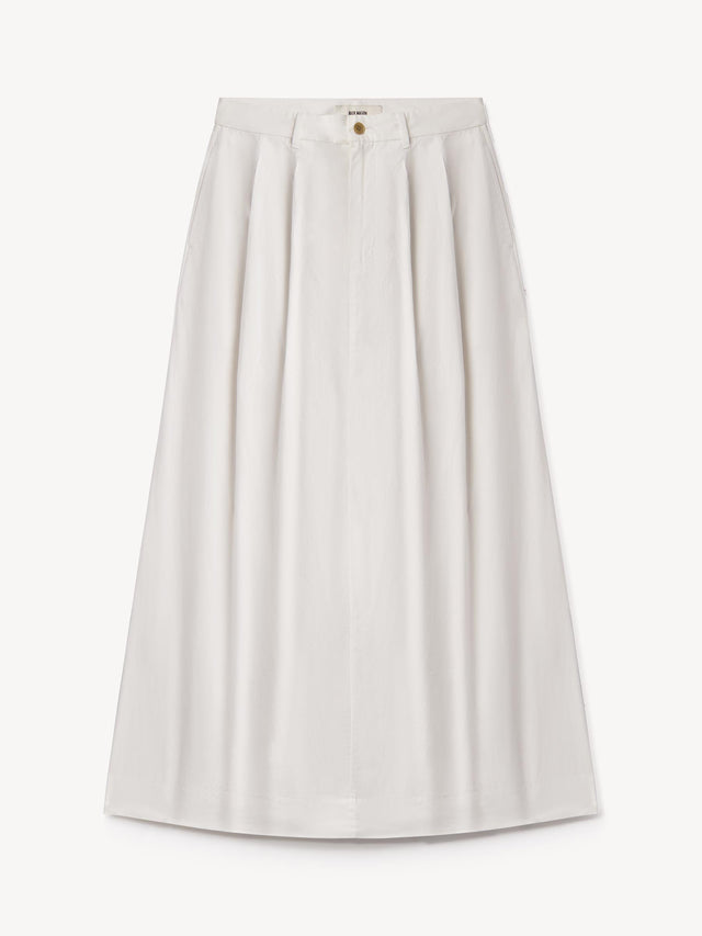 White Paperweight Poplin Pleated Skirt