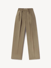 Washed Khaki Paperweight Poplin Pleated Trouser