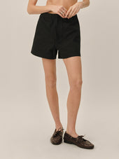 Black Parachute Poplin Pull-On Short