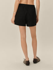 Black Parachute Poplin Pull-On Short