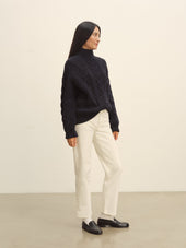 Dark Navy Highland Alpaca Cable Turtleneck