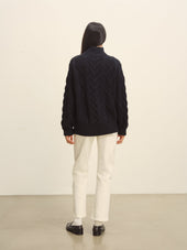 Dark Navy Highland Alpaca Cable Turtleneck