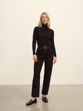 Black Featherweight Silk Cashmere Turtleneck