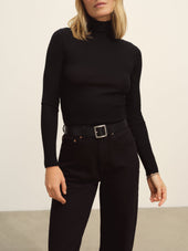 Black Featherweight Silk Cashmere Turtleneck