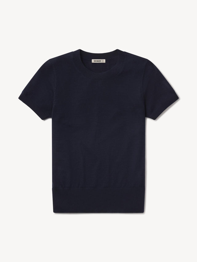 Dark Navy Featherweight Silk Cashmere Tee