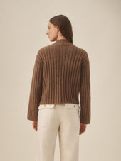 Marled Chestnut Highland Alpaca Bolded Rib Turtleneck