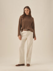Marled Chestnut Highland Alpaca Bolded Rib Turtleneck