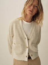 Marled Sand Seafarer Cotton Cropped Cardigan