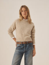 Heather Flax Seastack Wool Tweed Crewneck