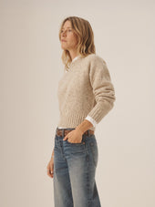 Heather Flax Seastack Wool Tweed Crewneck