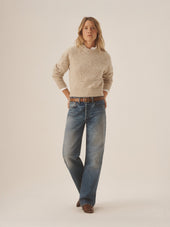 Heather Flax Seastack Wool Tweed Crewneck