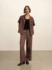 Bonfire Crosshatch Linen Camp Shirt