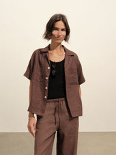 Bonfire Crosshatch Linen Camp Shirt