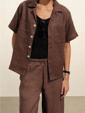 Bonfire Crosshatch Linen Camp Shirt