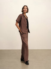 Bonfire Crosshatch Linen Camp Shirt
