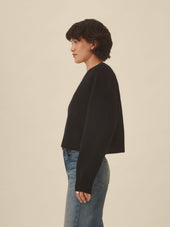 Black California Cashmere Classic Crew