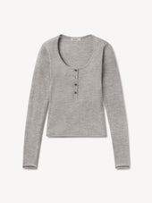 Light Heather Grey Featherweight Silk Cashmere Scoop Henley