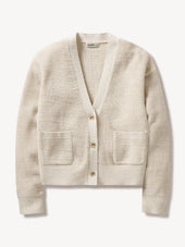Marled Sand Seafarer Cotton Cropped Cardigan