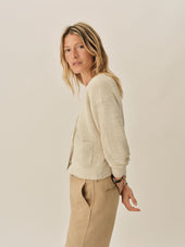 Marled Sand Seafarer Cotton Cropped Cardigan