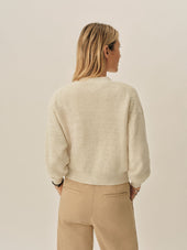 Marled Sand Seafarer Cotton Cropped Cardigan