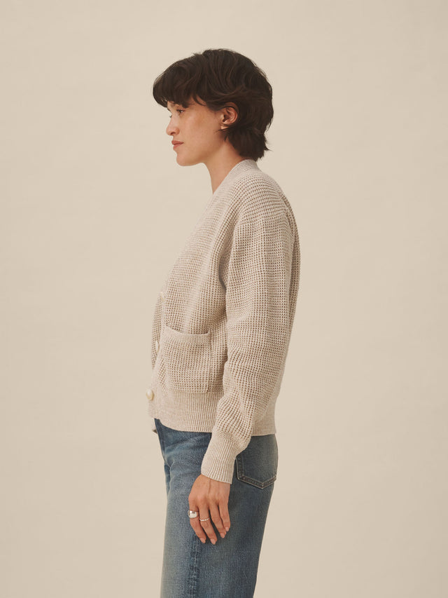 Oatmeal Seafarer Cotton Cropped Cardigan