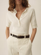 Coastal Linen Rib S S Henley