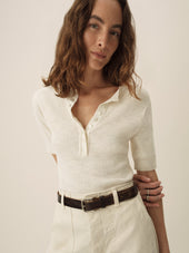 Coastal Linen Rib S S Henley