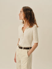 Coastal Linen Rib S S Henley