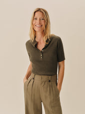 Coastal Linen Rib S S Henley